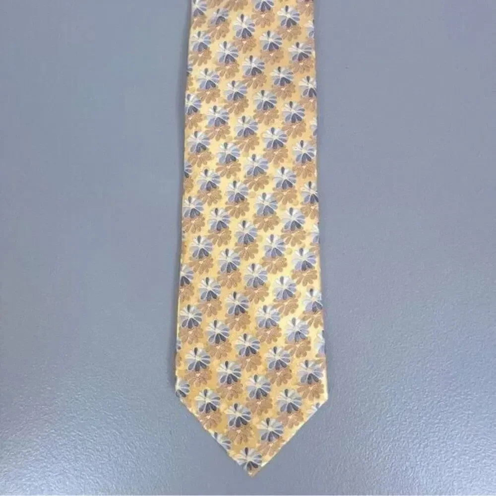 ERMENEGILDO ZEGNA MENS SILK TIE GOLD GRAY
